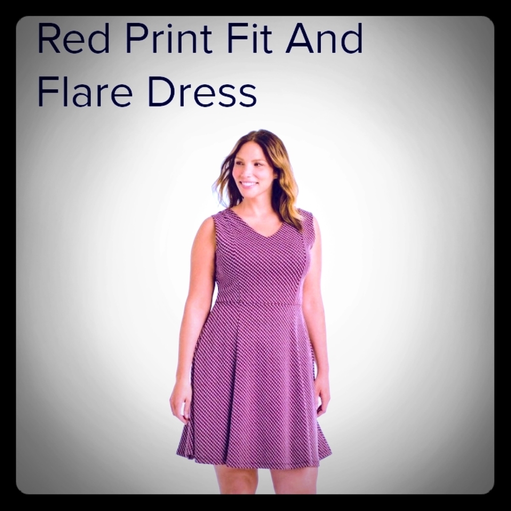 Renee C Red Print Fit and Flare Dress